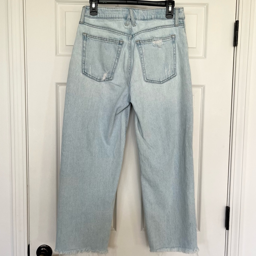 Goldie Blues Brooklyn High Rise Straight Crop Jeans Distressed Raw Hem 8 - Picture 5 of 11